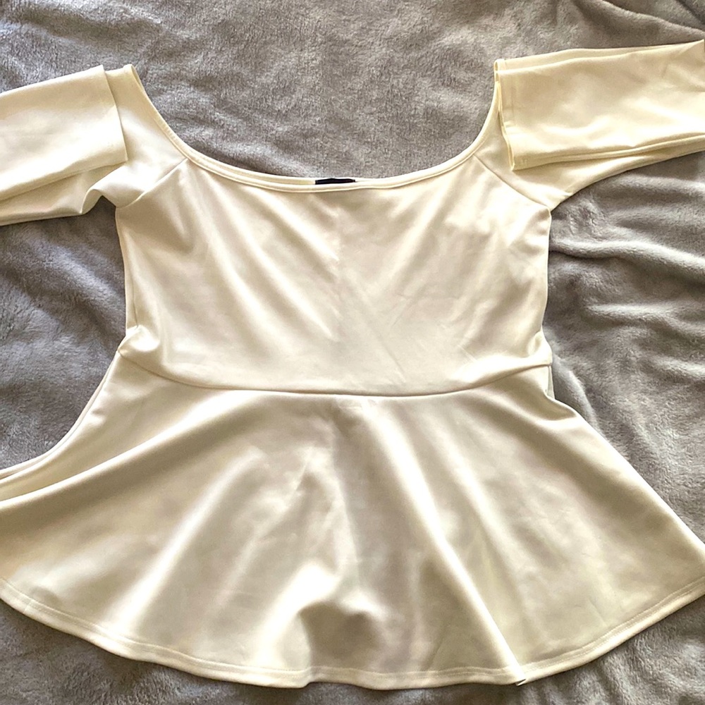 Plus White Peplum Top
